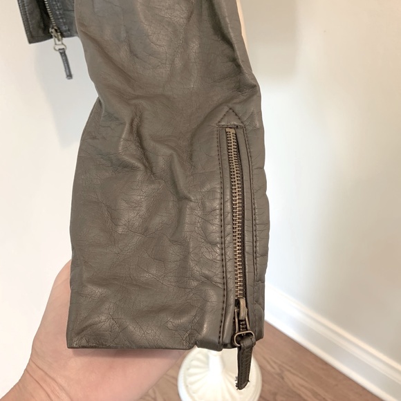 NWOT Charcoal Grey Leather Jacket - Picture 6 of 12